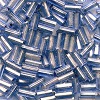 CZECH #2 (2x4.5mm) 1/16" x 3/16" BUGLE BEADS: Transparent Light Sapphire Blue, Silver-Lined