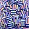 CZECH #2 (2x4mm) 1/16"W x 3/16"L BUGLE BEADS: Frosted (Matte) Blue & Lavender AB