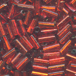 CZECH #2 (2x4mm) *Hex Cut* BUGLE BEADS: Transparent Light Red Silver-Lined