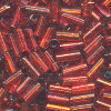 Czech #2 (2x4mm) 1/16" x 3/16" *Hex Cut* BUGLE BEADS: Trans. Lt. Red S/L