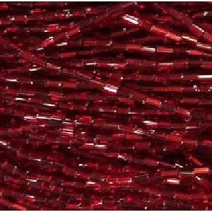 CZECH #2 (1.5x4mm) BUGLE BEADS: Transparent Dark Red