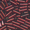 CZECH #2 (1.5x5mm) BUGLE BEADS: Transparent Dark Garnet Red Silver-Lined