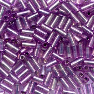 CZECH #2 (2x5mm) BUGLE BEADS: Transparent Lavender Silver-Lined