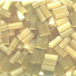 CZECH #2 (2x4mm) *Hex Cut* BUGLE BEADS: Transparent Light Topaz Satin (Matte)