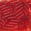 1/16" x 3/16" BUGLE BEADS: Trans. Red