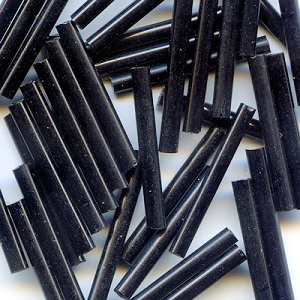 CZECH #20 (2x20mm) BUGLE BEADS: Opaque Black