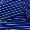 CZECH #22 (2x22mm) BUGLE BEADS: Transparent Cobalt Blue Silver-Lined