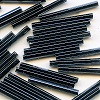 CZECH PRECIOSA #25 (2x25mm) 1/6"W x 1"L *Hex Cut* BUGLE BEADS: Black Luster #4902 (Gunmetal, Hematite)