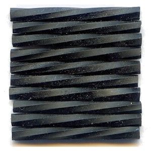 CZECH #25  1"  (2x25mm) *Twisted* BUGLE BEADS: Opaque Black Matte