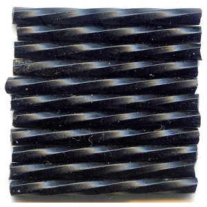 Vintage CZECH #25  1"  (2x25mm) *Twisted* BUGLE BEADS: Opaque Black