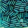 CZECH PRECIOSA® #3 1/4" (2x6mm) BUGLE BEADS: Transparent Teal Silver-Lined