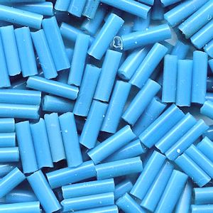 CZECH #3  1/4" (2x7mm) *Vintage* BUGLE BEADS: Opaque Light Turquoise Blue