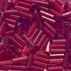 CZECH #3 (2x7mm) *Hex Cut* BUGLE BEADS: Transparent Dark Red Satin (Matte)