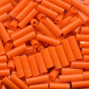 CZECH #3 (2x7mm) BUGLE BEADS: Opaque Orange