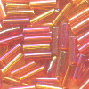 CZECH #3 (2x6mm) 1/16" x 1/4" BUGLE BEADS: Trans. Dark Orange AB