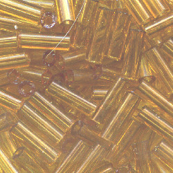 CZECH #3 (2x6mm) BUGLE BEADS: Transparent Light Topaz Brown