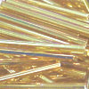 CZECH #30 (2x30mm) BUGLE BEADS: Transparent Gold Silver-Lined