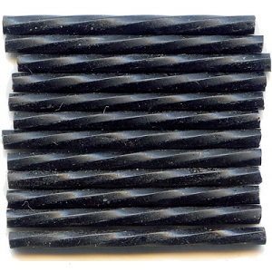 CZECH #30 (2x30mm) *Twisted* BUGLE BEADS: Opaque Black