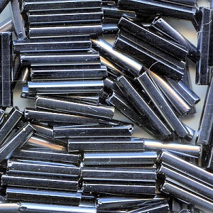 CZECH PRECIOSA® #5 (2x11mm) *Hex Cut* BUGLE BEADS: Black Luster (Gunmetal, Hematite)