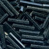 Vintage CZECH #5 (2x11mm) *Hex Cut* BUGLE BEADS: Frosted Black (Matte)