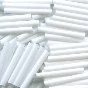 Japanese 2x15mm BUGLE BEADS: Opaque White Satin