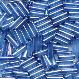 Mill Hill® #G72006 (Japanese) 1.9mm x 6mm BUGLE BEADS: Translucent Dusty Ice Blue, Color Lined, Luster
