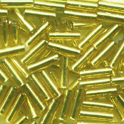 MILL HILL® #G72011 (Japanese) 1.9x6mm BUGLE BEADS: Transparent Victorian Gold Silver-Lined