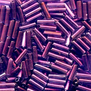 MILL HILL® #G72051 (Japanese) 1.9x6mm BUGLE BEADS: Transparent Royal Mauve, Rainbow Luster