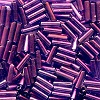 MILL HILL #G72051 (Japanese) 1.9x6mm 1/16"W x 1/4"L BUGLE BEADS: Transparent Royal Mauve, Rainbow Luster