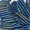 MILL HILL® #G80374 (Japanese) 1.9x9mm BUGLE BEADS: Black (Indigo Blue) Rainbow
