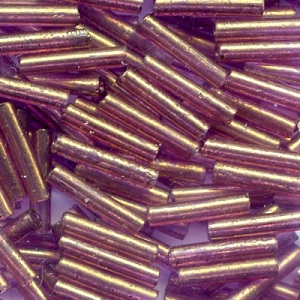 MILL HILL® #G82053 (Japanese) 1.9x9mm BUGLE BEADS: Transparent Mauve, Gold Luster (Mauve / Purple Nutmeg)
