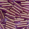 MILL HILL #G82053 (Japanese) 1.9x9mm 1/16" x 3/8" BUGLE BEADS: Transparent Mauve, Gold Luster (Mauve / Purple Nutmeg)