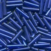 Mill Hill #G90020 (Japanese) 1.9x9mm 1/16"W x 3/8"L BUGLE BEADS: Transparent Royal Blue Silver-Lined
