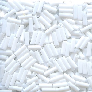 MATSUNO® DYNA-MITES® #2 (2x6mm) BUGLE BEADS: Opaque White