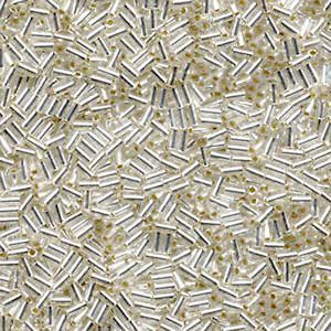 MIYUKI® #1 (1x3mm) Micro BUGLE BEADS: Silver-Lined Transparent Crystal #001