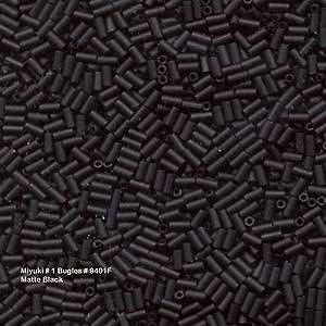 MIYUKI® #1 (1x3mm) Micro BUGLE BEADS - Opaque Black Matte #401F