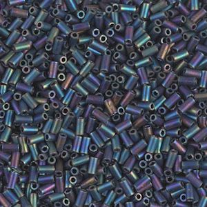 MIYUKI® #1 (1x3mm) Micro BUGLE BEADS: Matte Black AB #401FR