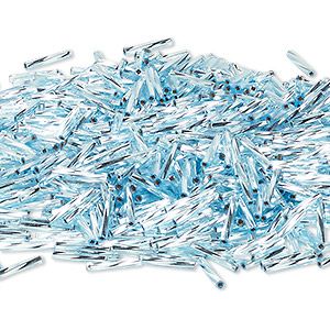 MIYUKI® #4 1/2" (2x12mm) Twisted BUGLE BEADS: Transparent Light Sky Blue Silver-Lined