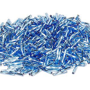 MIYUKI® #4 1/2" (2x12mm) *Twisted* BUGLE BEADS - Silver-Lined Blue