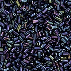 TOHO® #1 (2x3mm) BUGLE BEADS: Metallic Dark Blue AB