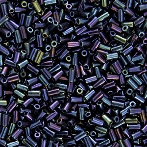 TOHO® #1 (2x3mm) BUGLE BEADS: Metallic Dark Blue AB