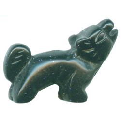 18x25mm 3-D Blue Goldstone COYOTE/WOLF Animal Fetish Bead