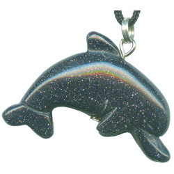 15x33mm Blue Goldstone DOLPHIN Animal Fetish Pendant/Focal Bead