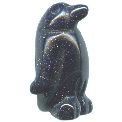 12x22mm Blue Goldstone 3-D PENGUIN Animal Fetish Bead