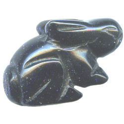 14x20mm Blue Goldstone 3-D RABBIT Animal Fetish Bead