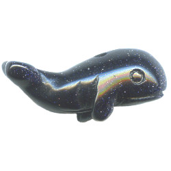 10x22mm Blue Goldstone WHALE Animal Fetish Bead