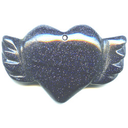 35x50mm Blue Goldstone WINGED HEART Pendant/Focal Bead