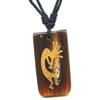 16x32mm Embossed Horn KOKOPELLI Pendant Necklace/Focal Bead - with Cord