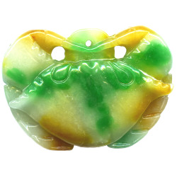 37x50mm White, Green & Yellow Jadeite Carved CRAB Pendant/Focal Bead
