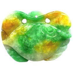 38x52mm White, Green & Yellow Jadeite Carved CRAB Pendant/Focal Bead